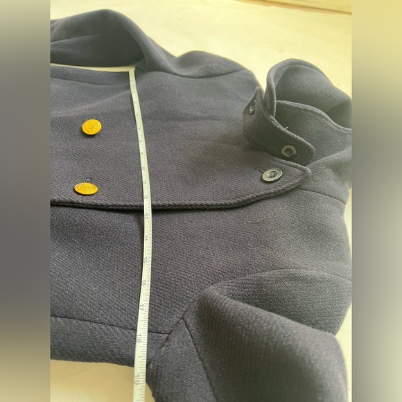 J Crew Nello Gori Coat Sz 4 Navy Blue Jacket Wool Blend Peacoat Preppy Nautical - Picture 9 of 11